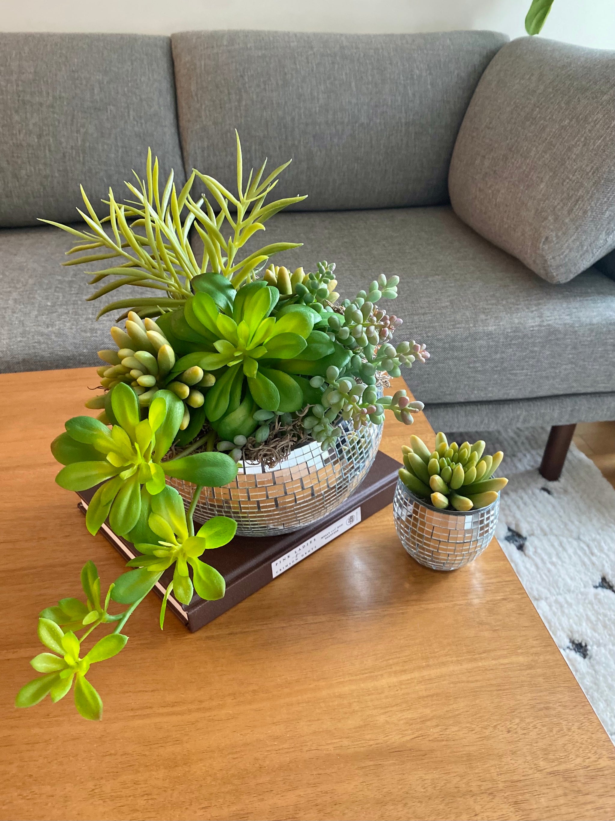 artificial succulent garden Faux Succulent Garden in Glass Disco Ball Planter - VIVIAN PANG